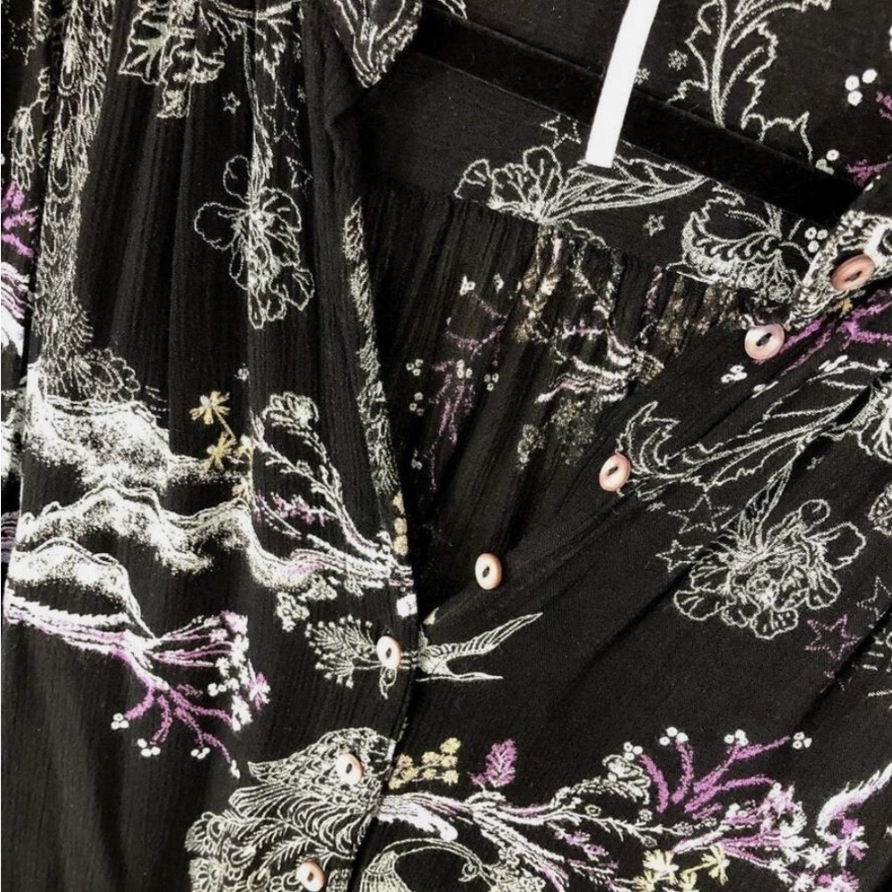 Free People metallic bloom boho oversized shirt sz XS - Picture 4 of 7